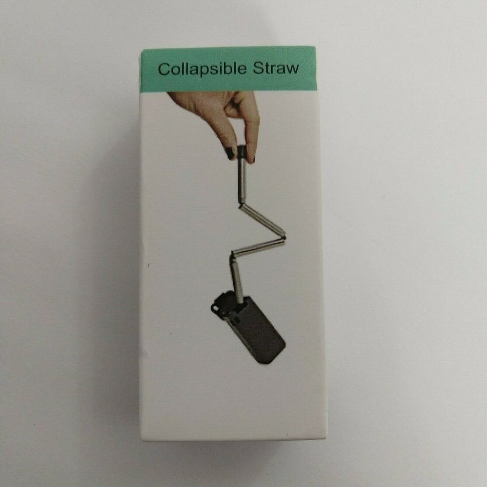 Collapsible Straw Stainless Steel Silicone Squeegee black